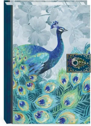 ‎Punch Studio Journal with Brooch Embellishment and Magnetic Tab Closure, Emerald Peacock Design (46620)