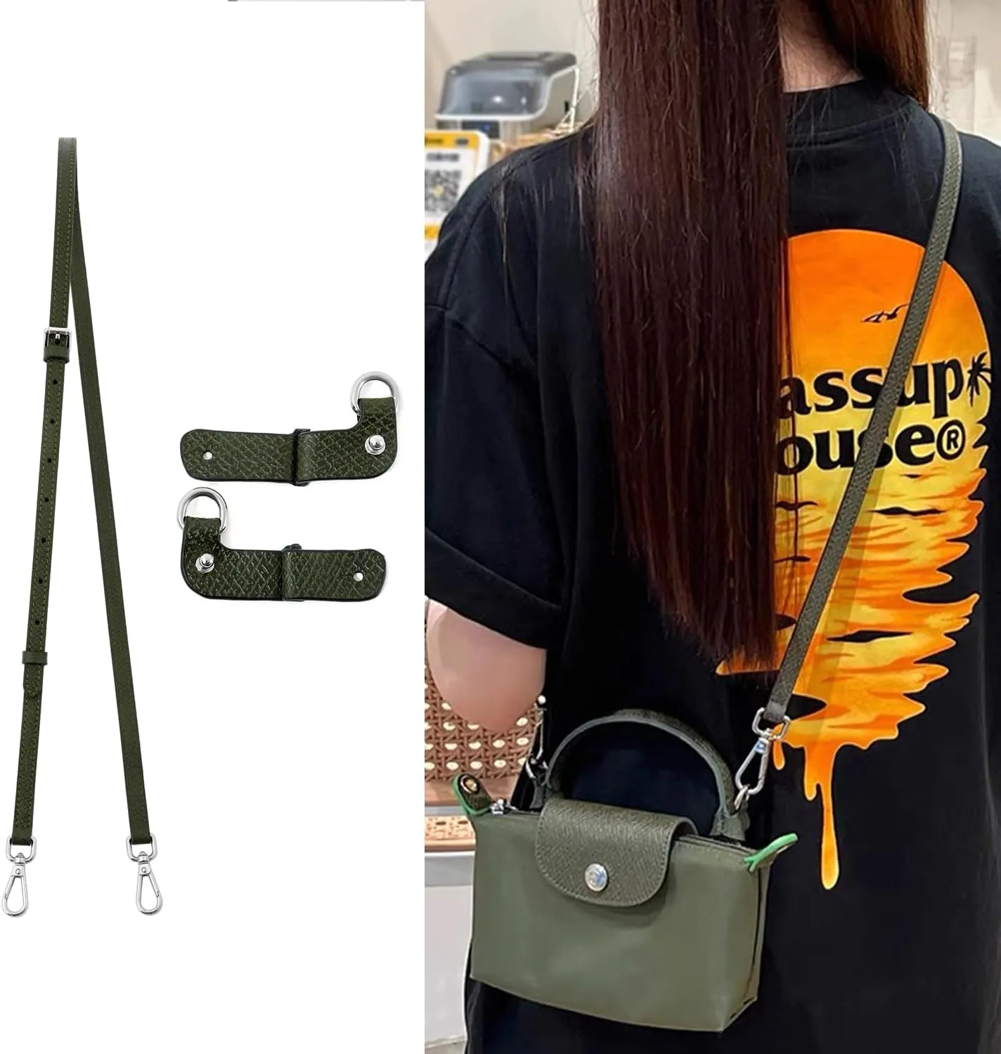 Purse Strap Leather Purse Crossbody Adjustable Shoulder Strap for Suitable for Long Champ Handbags
