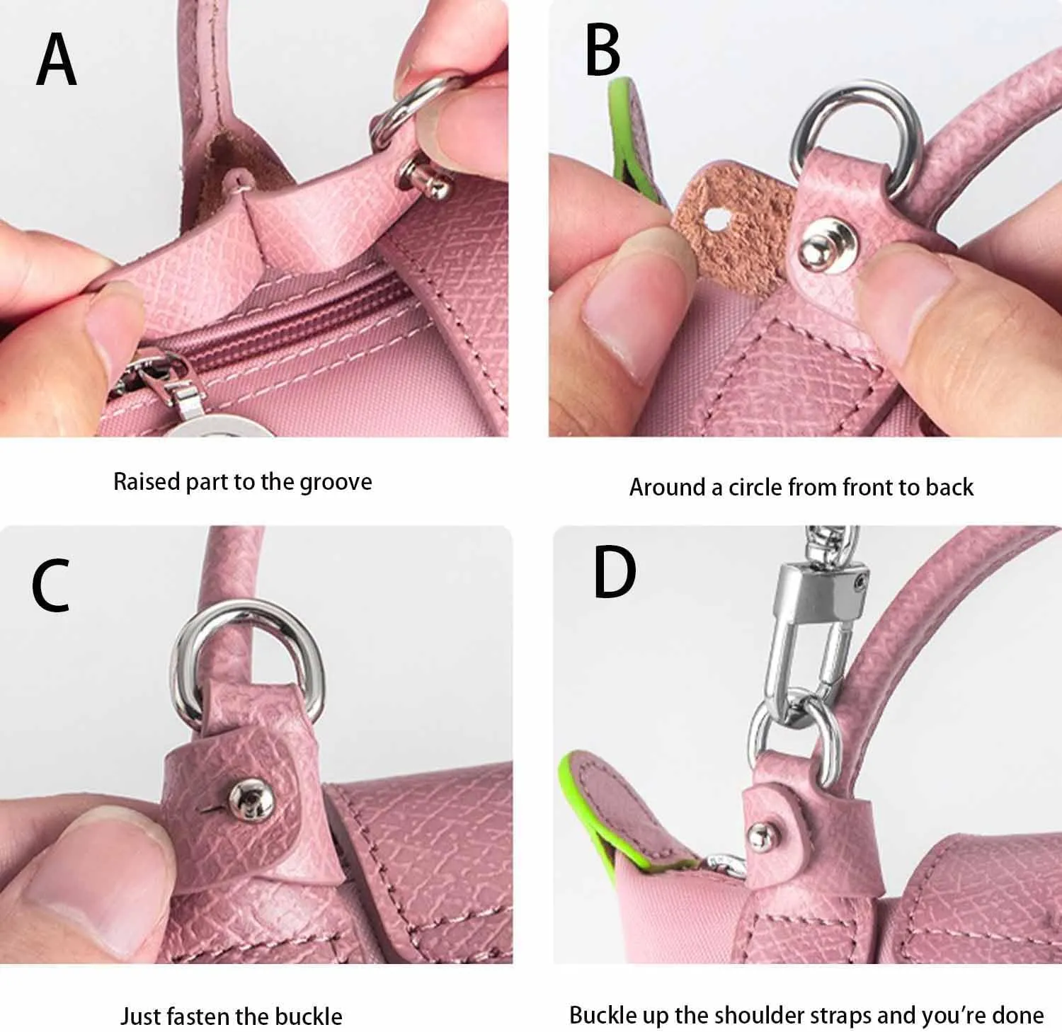Purse Strap Leather Purse Crossbody Adjustable Shoulder Strap for Suitable for Long Champ Handbags