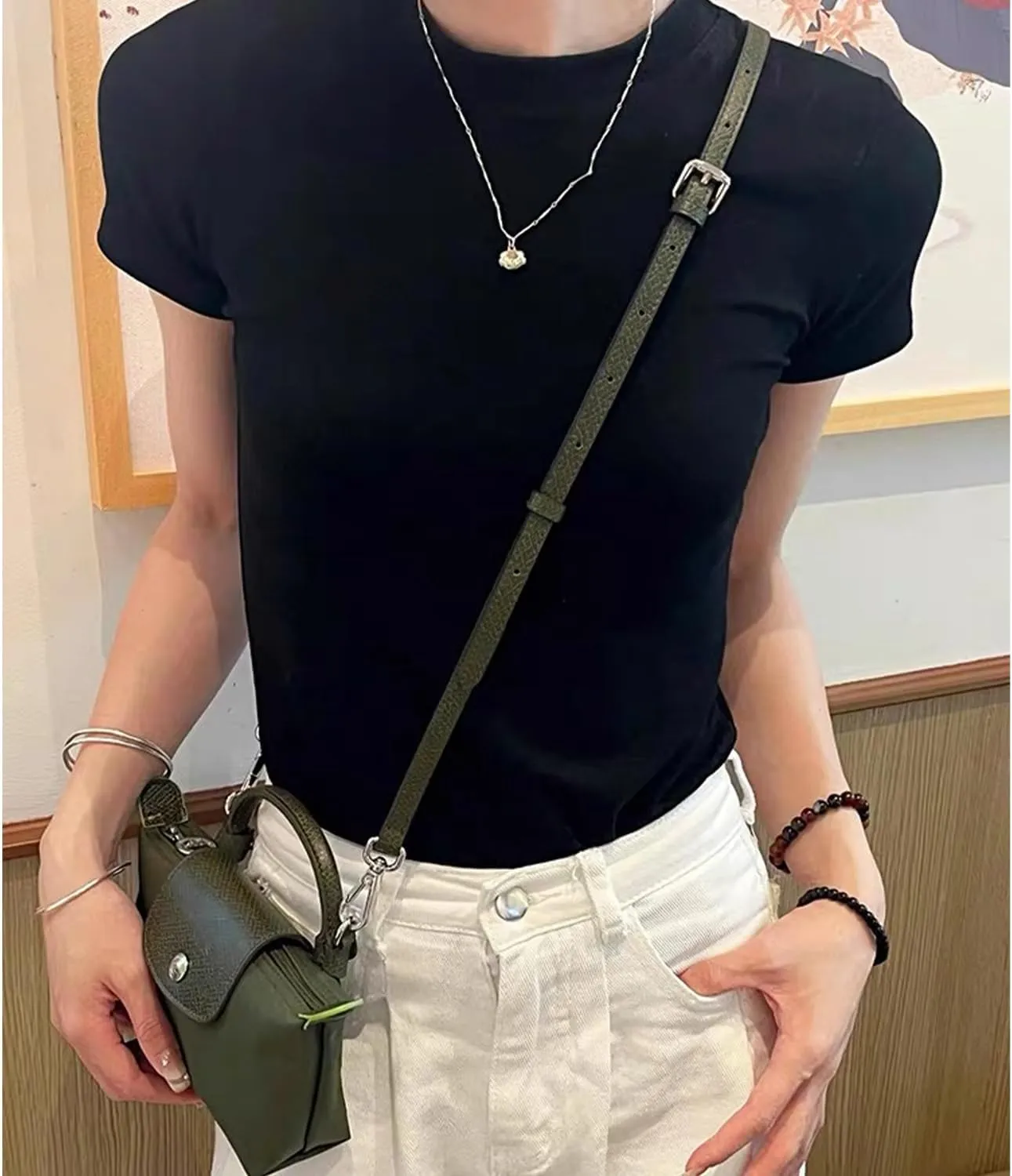 Purse Strap Leather Purse Crossbody Adjustable Shoulder Strap for Suitable for Long Champ Handbags