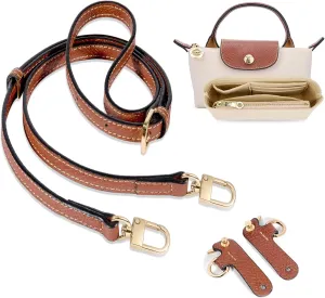 Purse Straps Replacement with Multi-Pocket Felt Handbag Organizer Insert Compatible with Longchomp Mini Pouch Tote Bag (2-Packs)