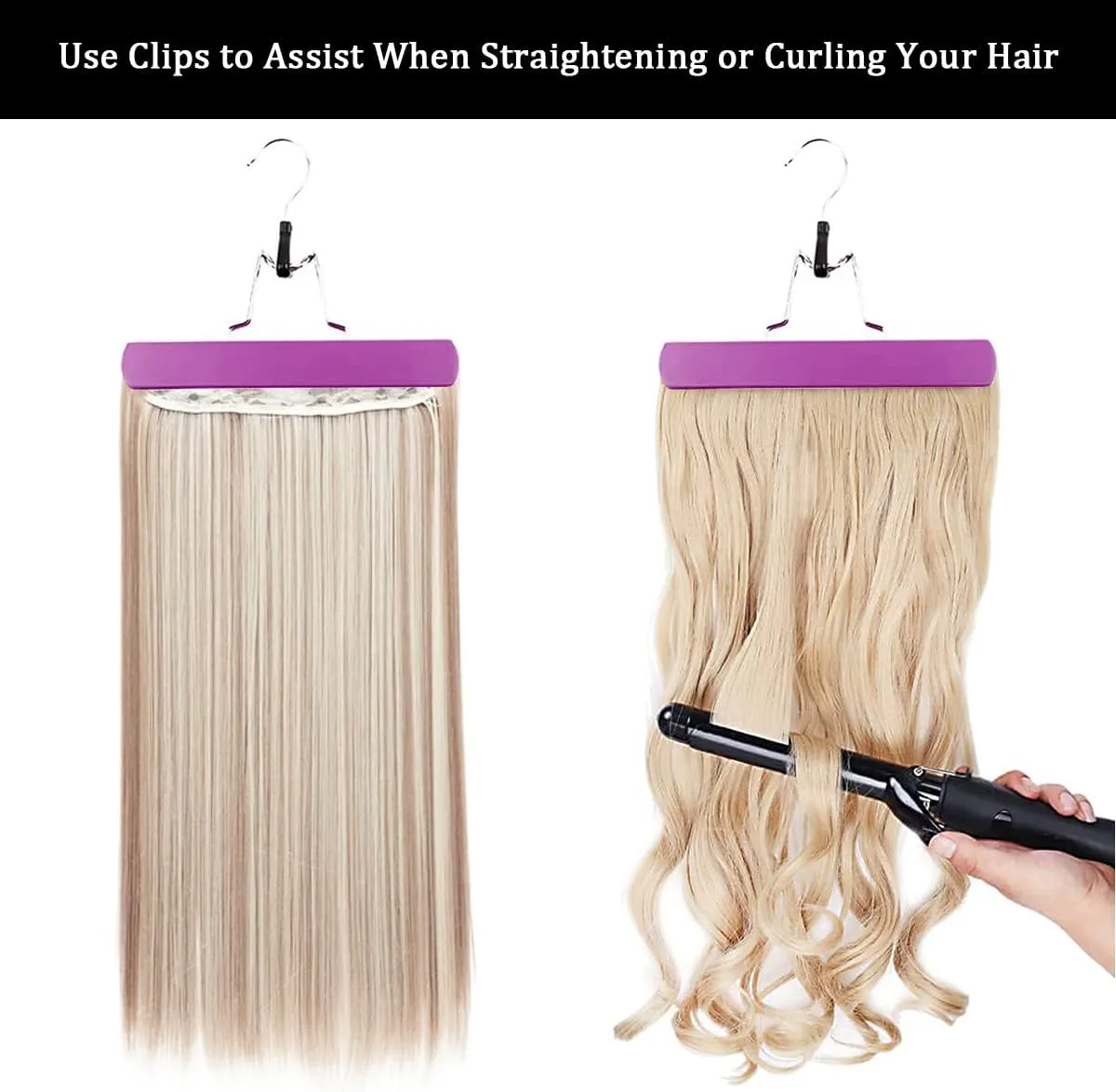 Qavctw Portable Wig Storage Bag, Hair Extension Bag with Hanger Dust-proof Hair Extension Hanger, Waterproof Hanger Strong Holder for Store Style Human Hair