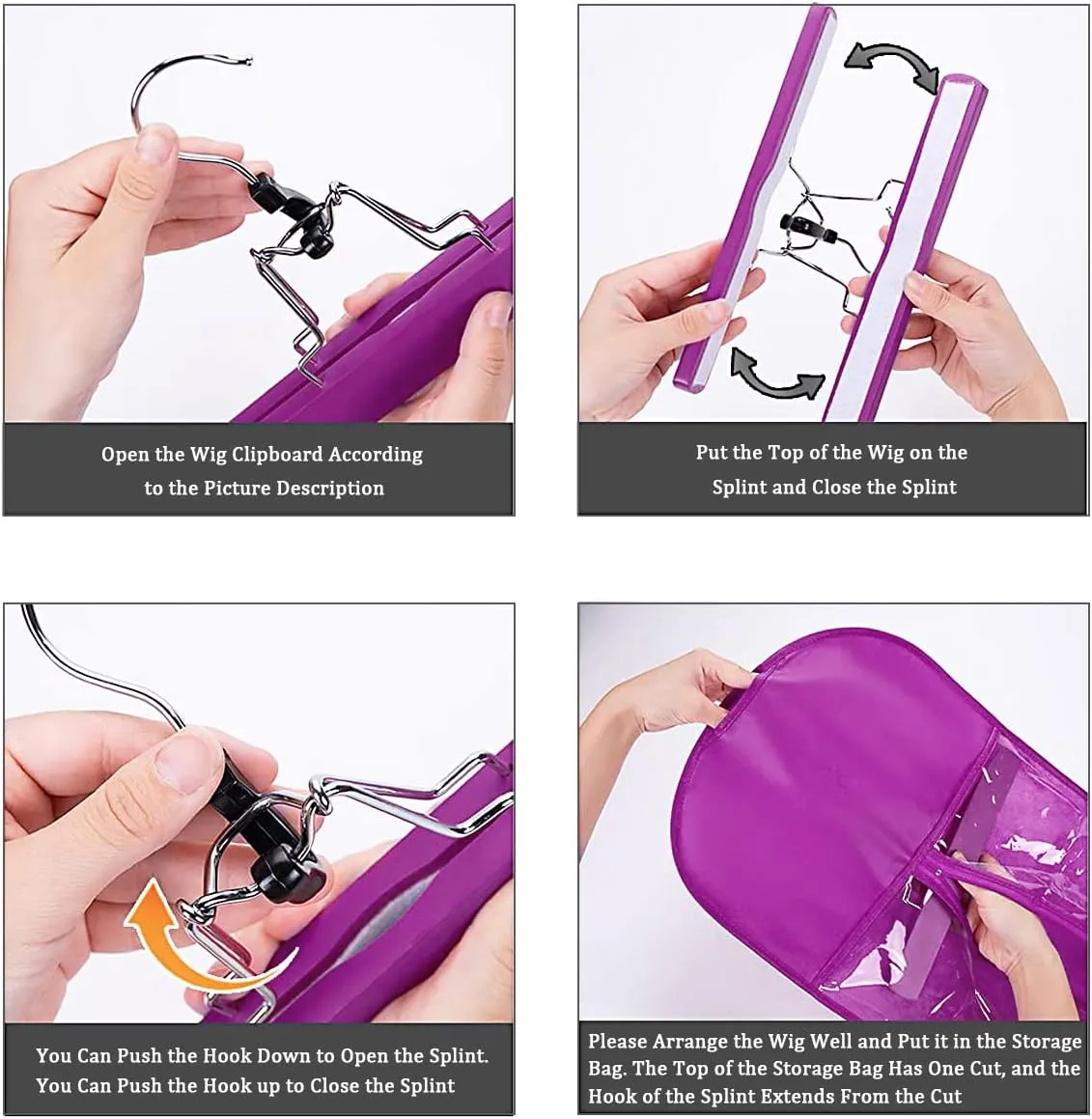 Qavctw Portable Wig Storage Bag, Hair Extension Bag with Hanger Dust-proof Hair Extension Hanger, Waterproof Hanger Strong Holder for Store Style Human Hair