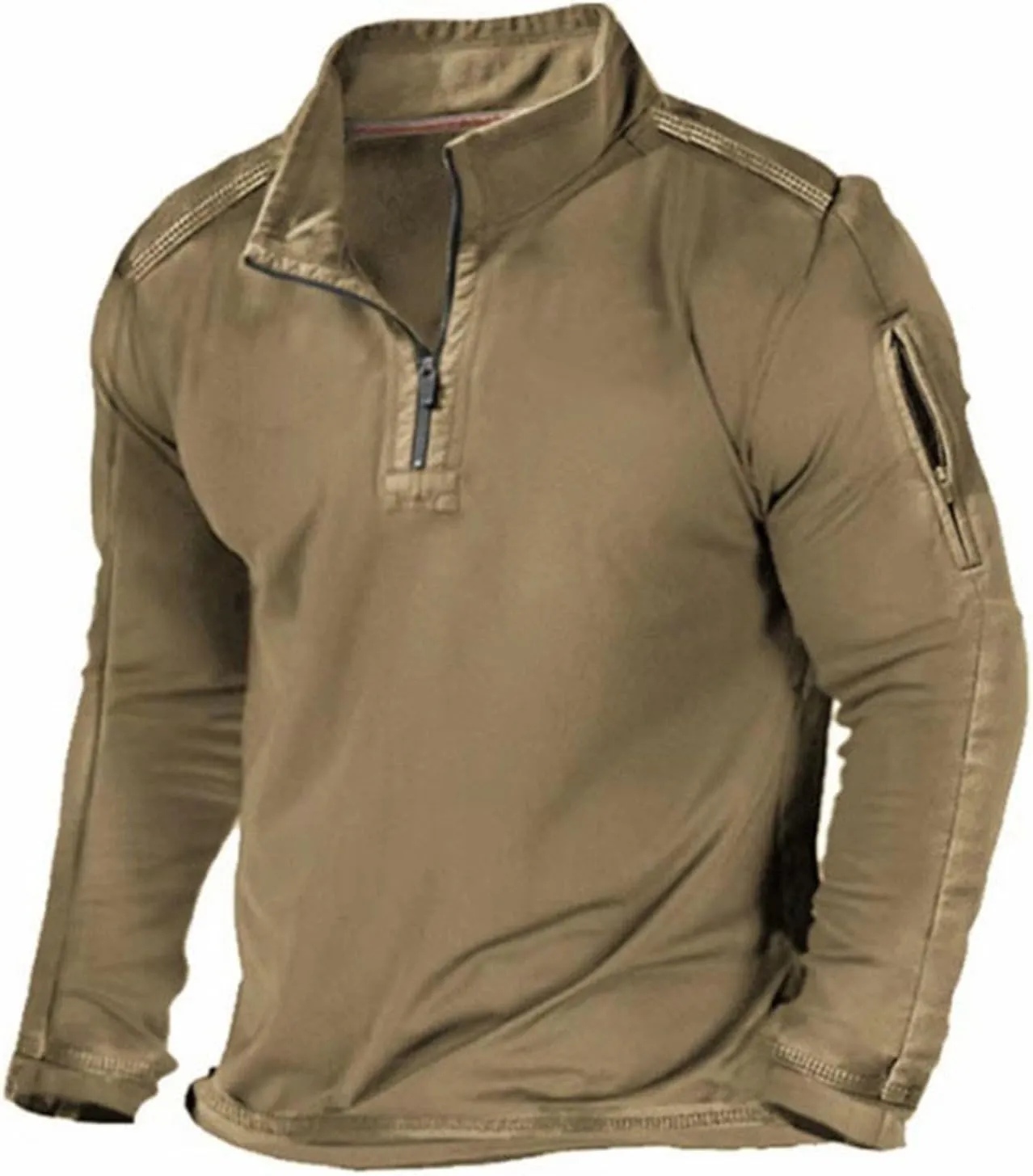 Quarter Zip Pullover Men American Flag Graphic Patriotic Tactical Sweatshirt Casual Stand Collar Top with Side Pocket