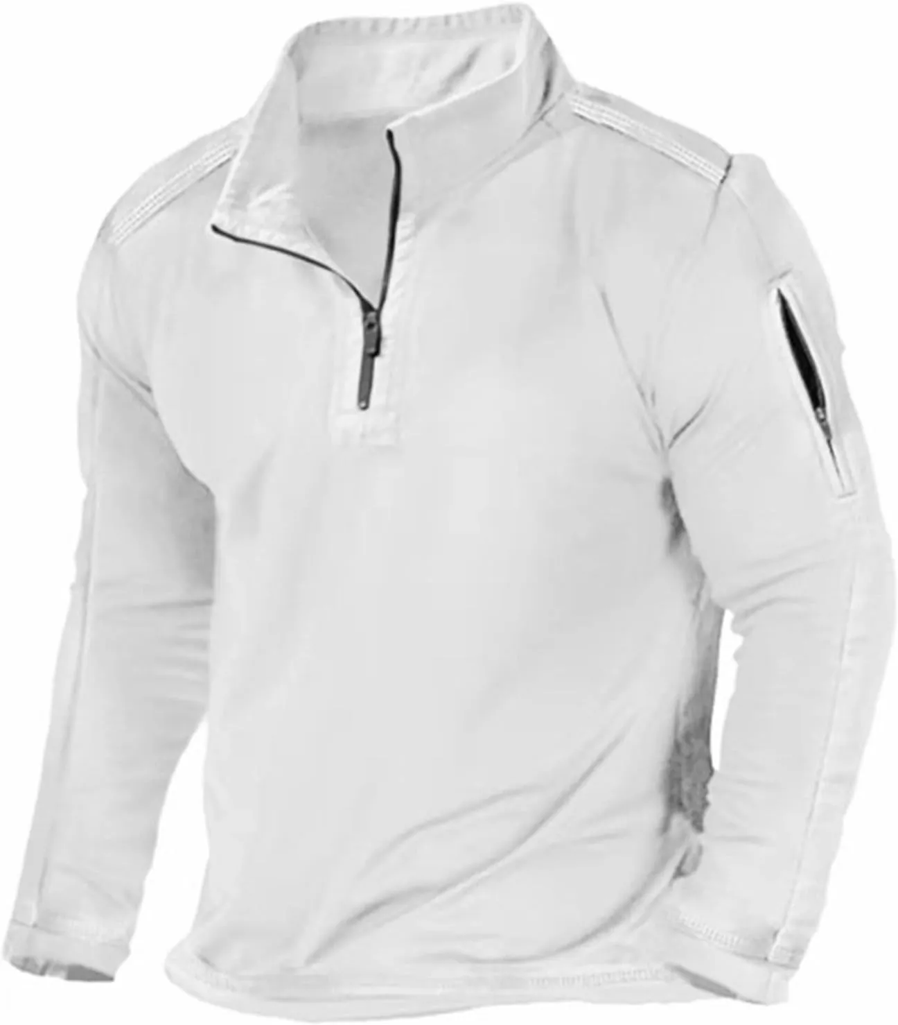 Quarter Zip Pullover Men American Flag Graphic Patriotic Tactical Sweatshirt Casual Stand Collar Top with Side Pocket