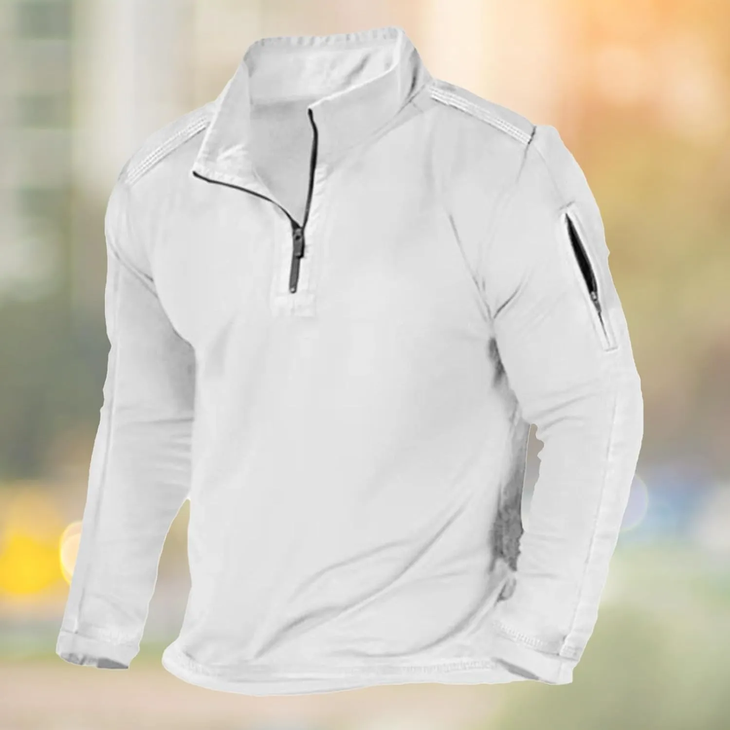 Quarter Zip Pullover Men American Flag Graphic Patriotic Tactical Sweatshirt Casual Stand Collar Top with Side Pocket