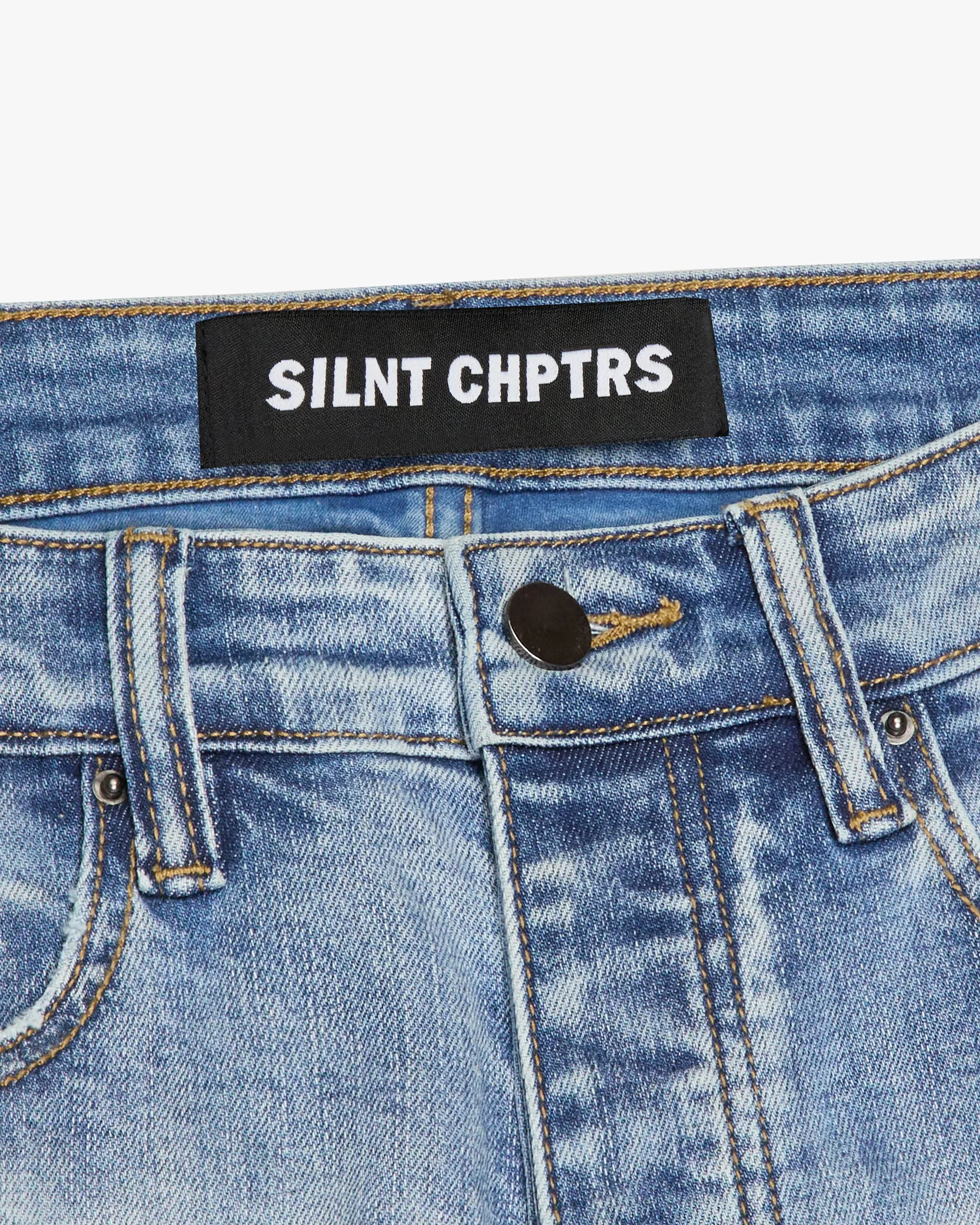 "Elevate" Distressed Light Blue Wash Skinny Jeans