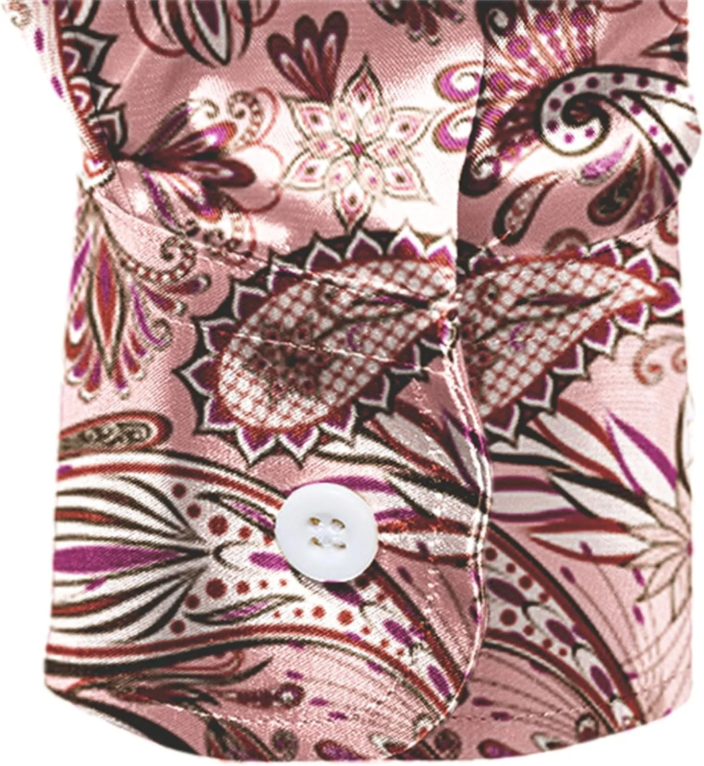 QZH.DUAO Mens 70s Disco Linen Shirts Casual Paisley Tops Floral Vintage Long Sleeve Shirt