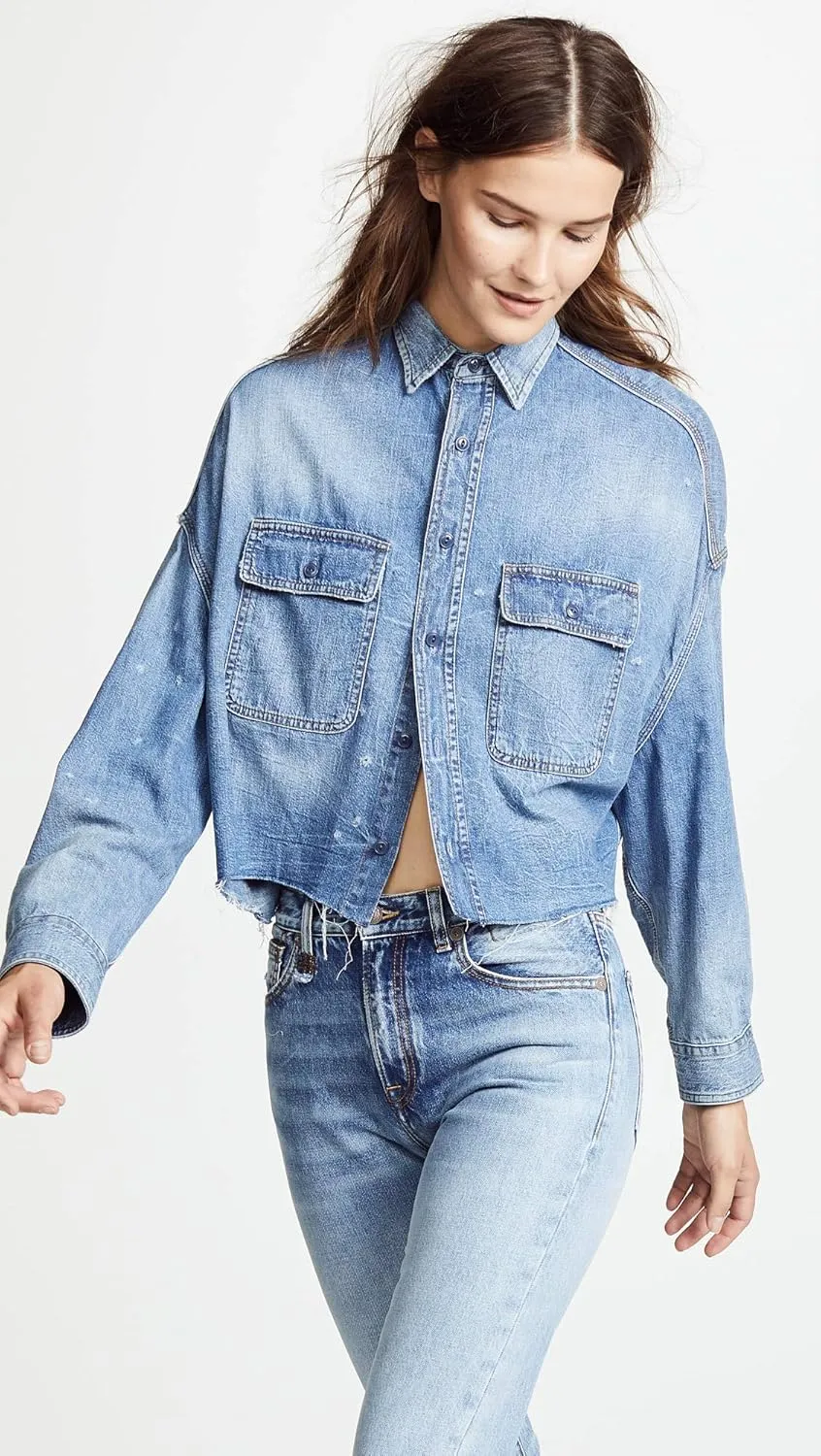 R13 Women's Cropped Denim Shirt