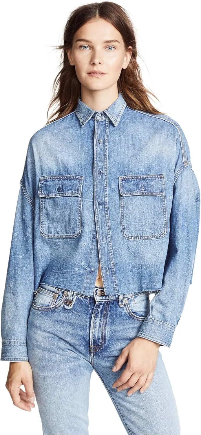 R13 Women's Cropped Denim Shirt