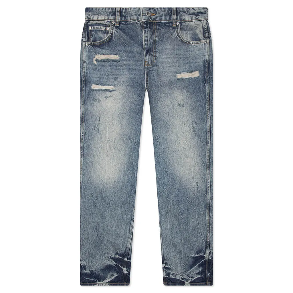 R3 Distressed Baggy Denim - Blue/Cream