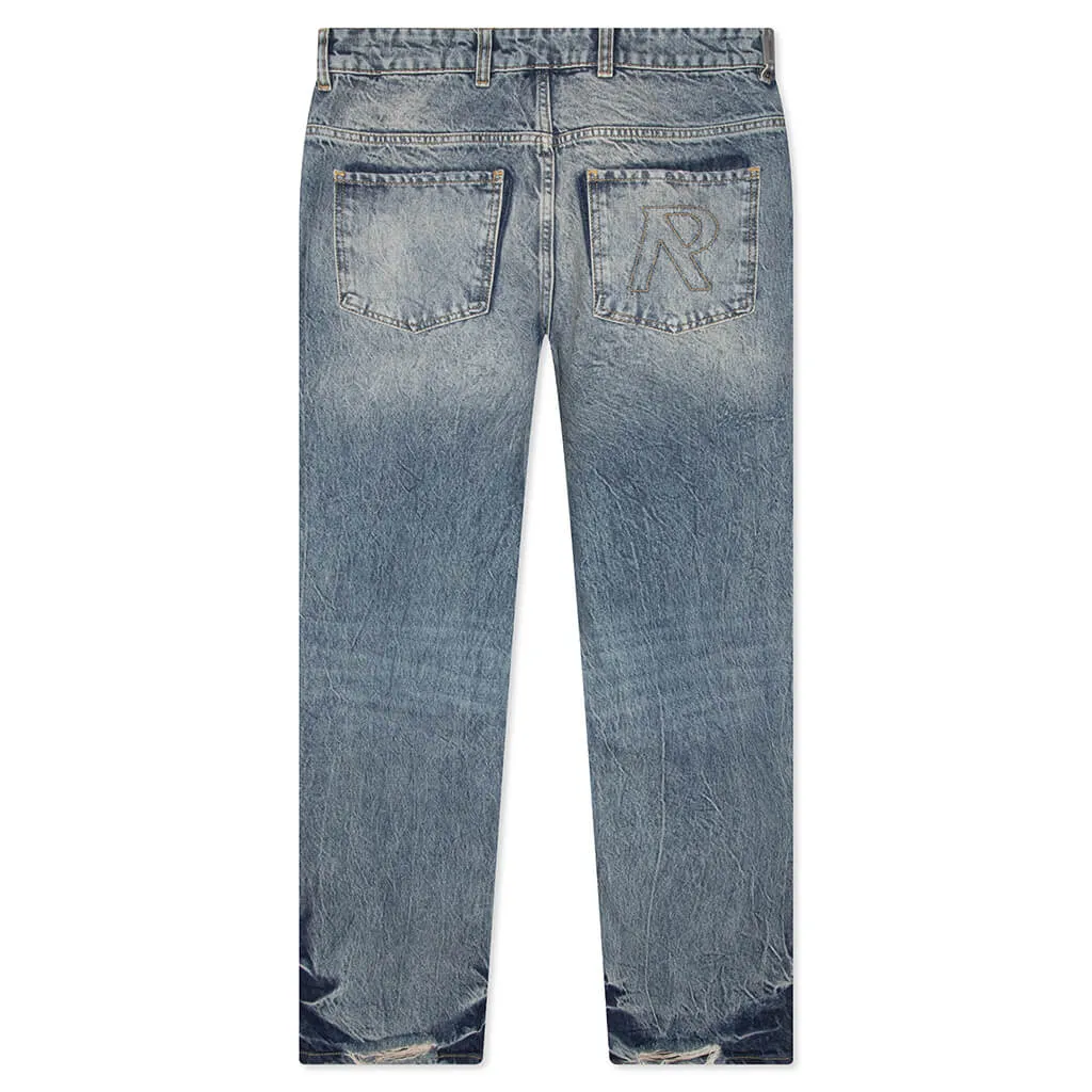 R3 Distressed Baggy Denim - Blue/Cream