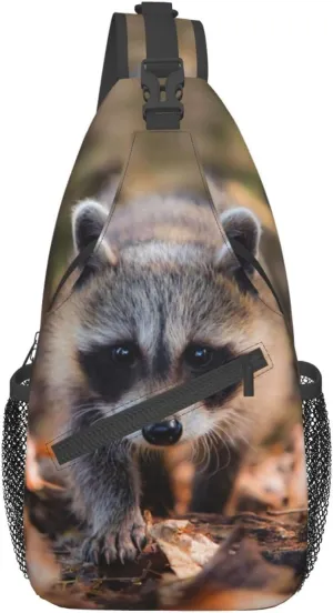 Raccoon Sling Bag Cute Crossbody Chest Daypack Casual Backpack Animal Shoulder Bag Cute Bag