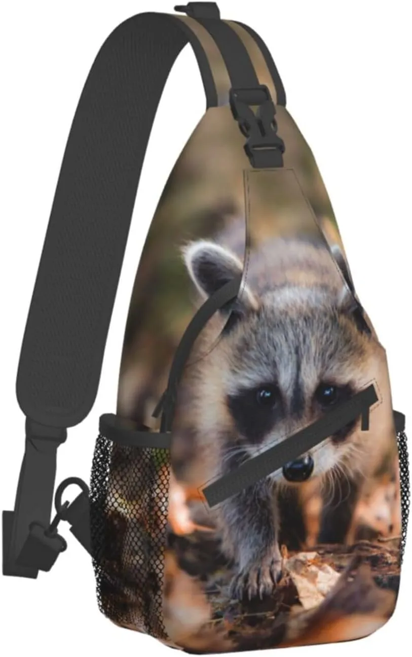 Raccoon Sling Bag Cute Crossbody Chest Daypack Casual Backpack Animal Shoulder Bag Cute Bag