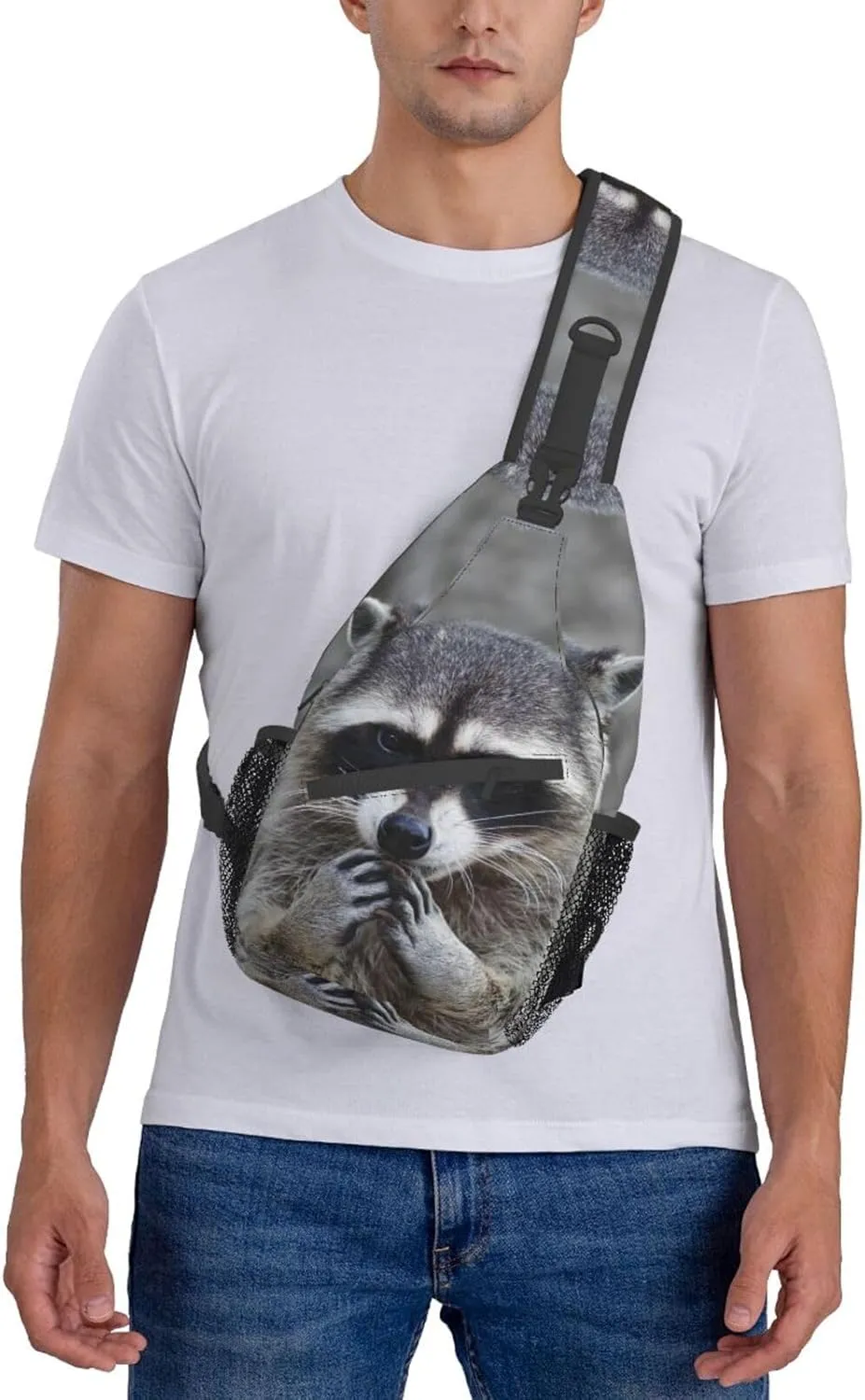 Raccoon Sling Bag Cute Crossbody Chest Daypack Casual Backpack Animal Shoulder Bag Cute Bag