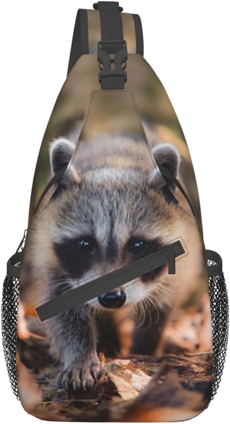 Raccoon Sling Bag Cute Crossbody Chest Daypack Casual Backpack Animal Shoulder Bag Cute Bag