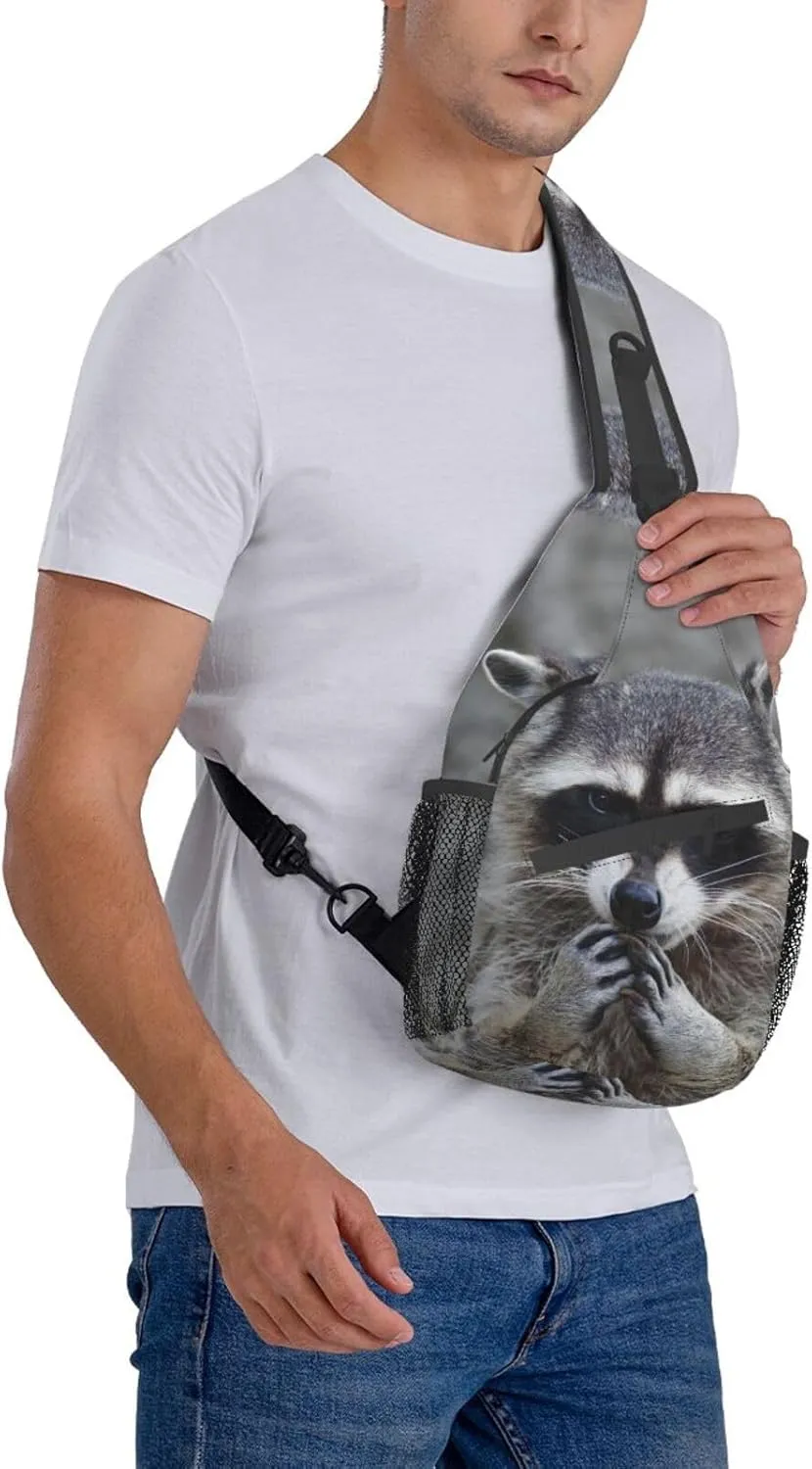 Raccoon Sling Bag Cute Crossbody Chest Daypack Casual Backpack Animal Shoulder Bag Cute Bag