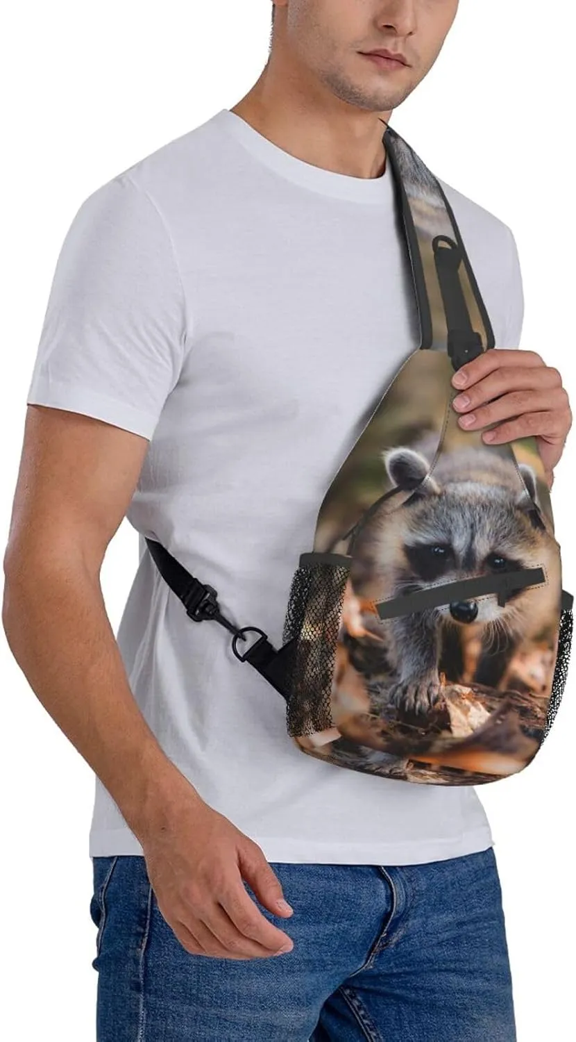 Raccoon Sling Bag Cute Crossbody Chest Daypack Casual Backpack Animal Shoulder Bag Cute Bag