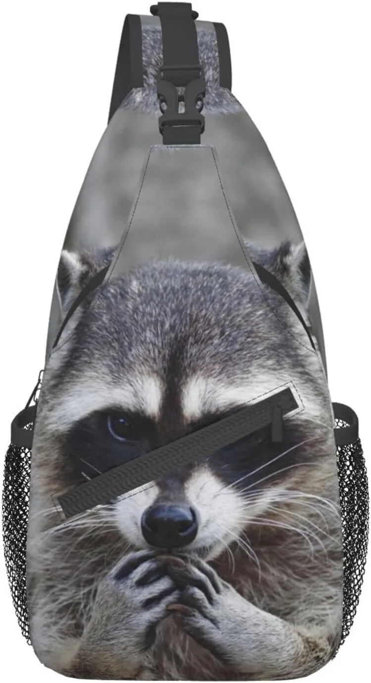 Raccoon Sling Bag Cute Crossbody Chest Daypack Casual Backpack Animal Shoulder Bag Cute Bag