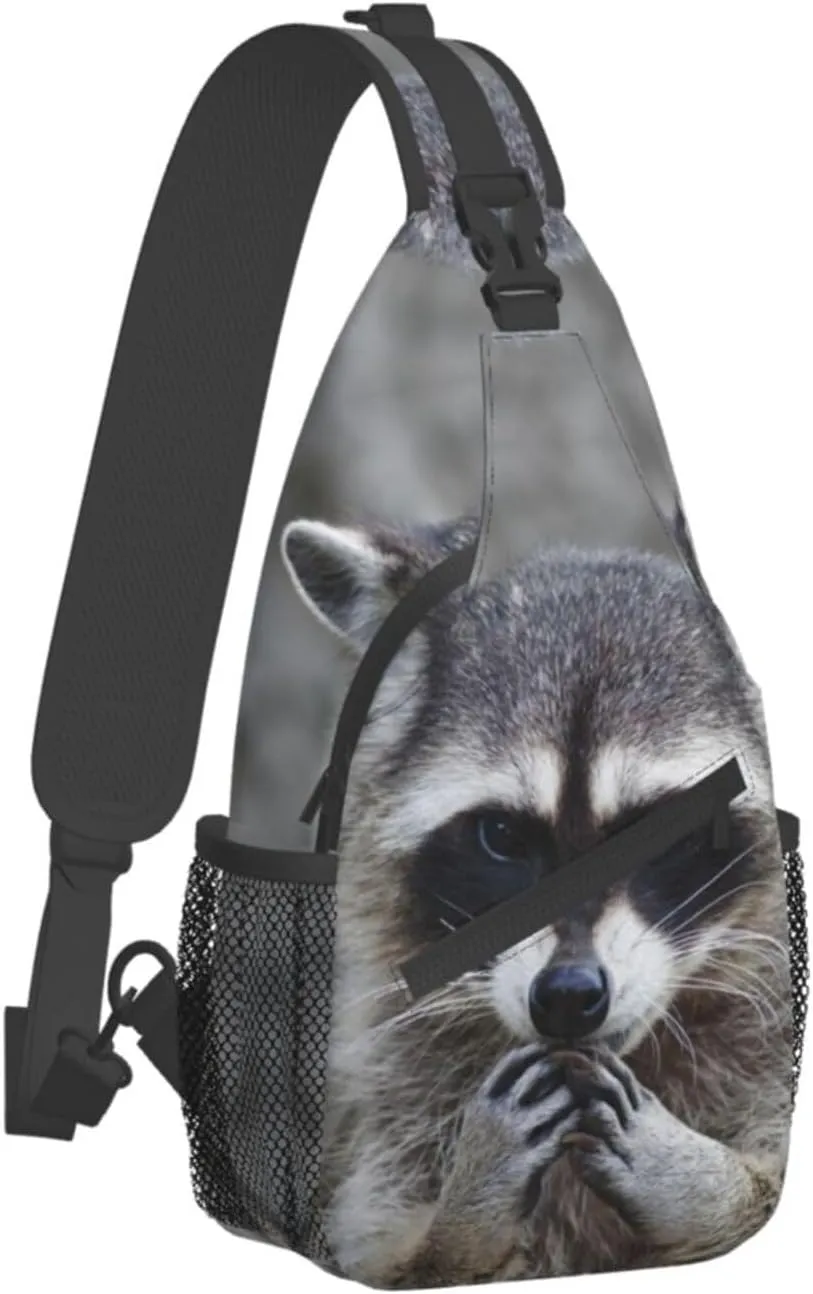 Raccoon Sling Bag Cute Crossbody Chest Daypack Casual Backpack Animal Shoulder Bag Cute Bag