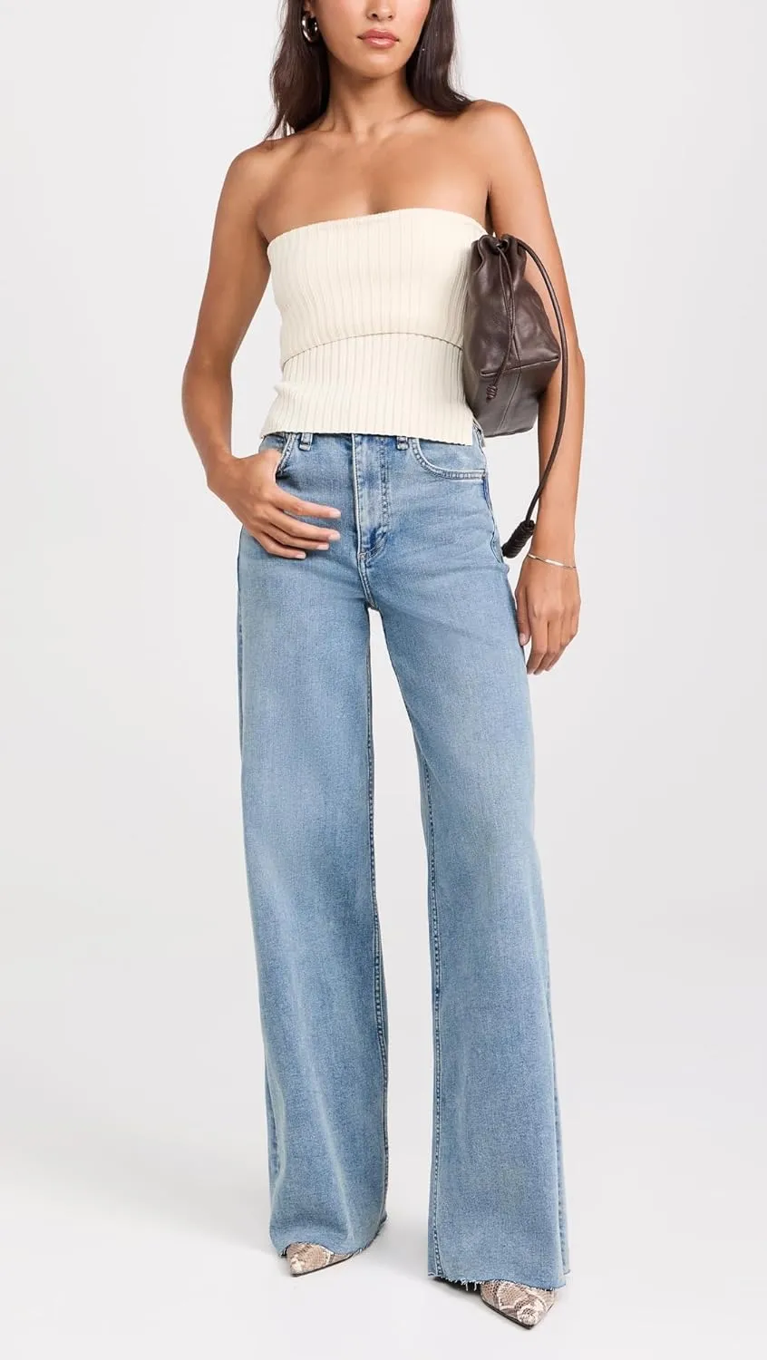 rag & bone Women's Flexi Sofie High Rise Full Length Wide Jeans