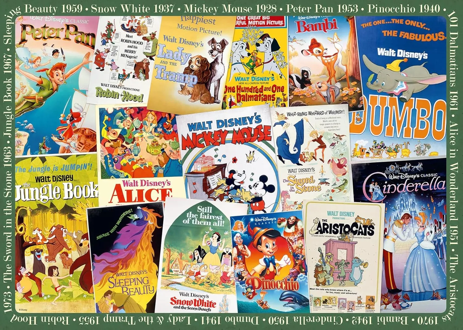Ravensburger 19874 Disney Vintage Movie Posters 1000 Piece Puzzle for Adults, Every Piece is Unique, Softclick Technology Means Pieces Fit Together Perfectly