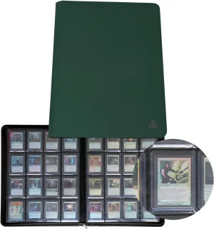 Rayvol 16-Pocket Toploader Binder, Holds 512 Toploaders 16 Pocket Top Loader Card Storage Case, 500   Ringless Double-Sided Pockets for Cards in 3 x 4'' Toploaders -Forest Green