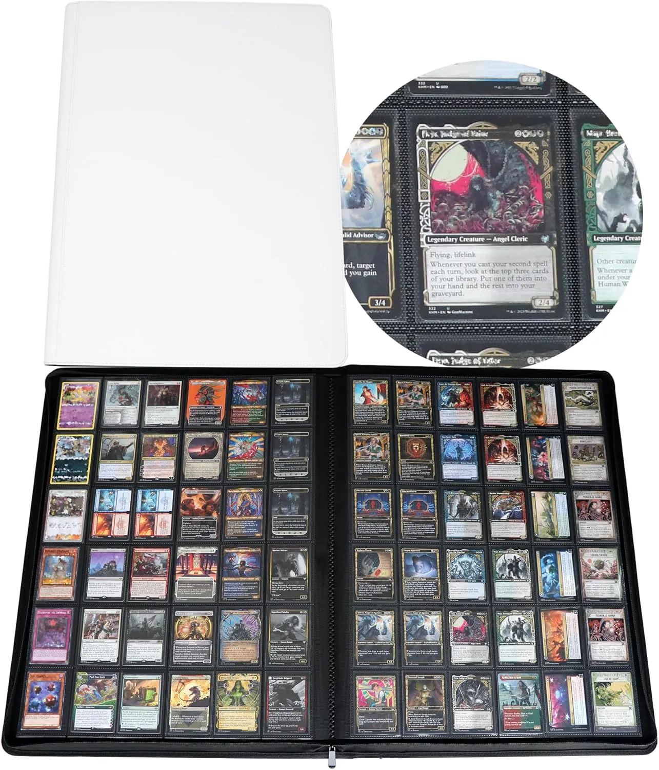 Rayvol Premium 2300 Pockets Card Binder, Large 36-Pocket 2000  Ringless Trading Card Album - Side Loading UltraSonic-362304 Tech Zip Binder for TCG -White