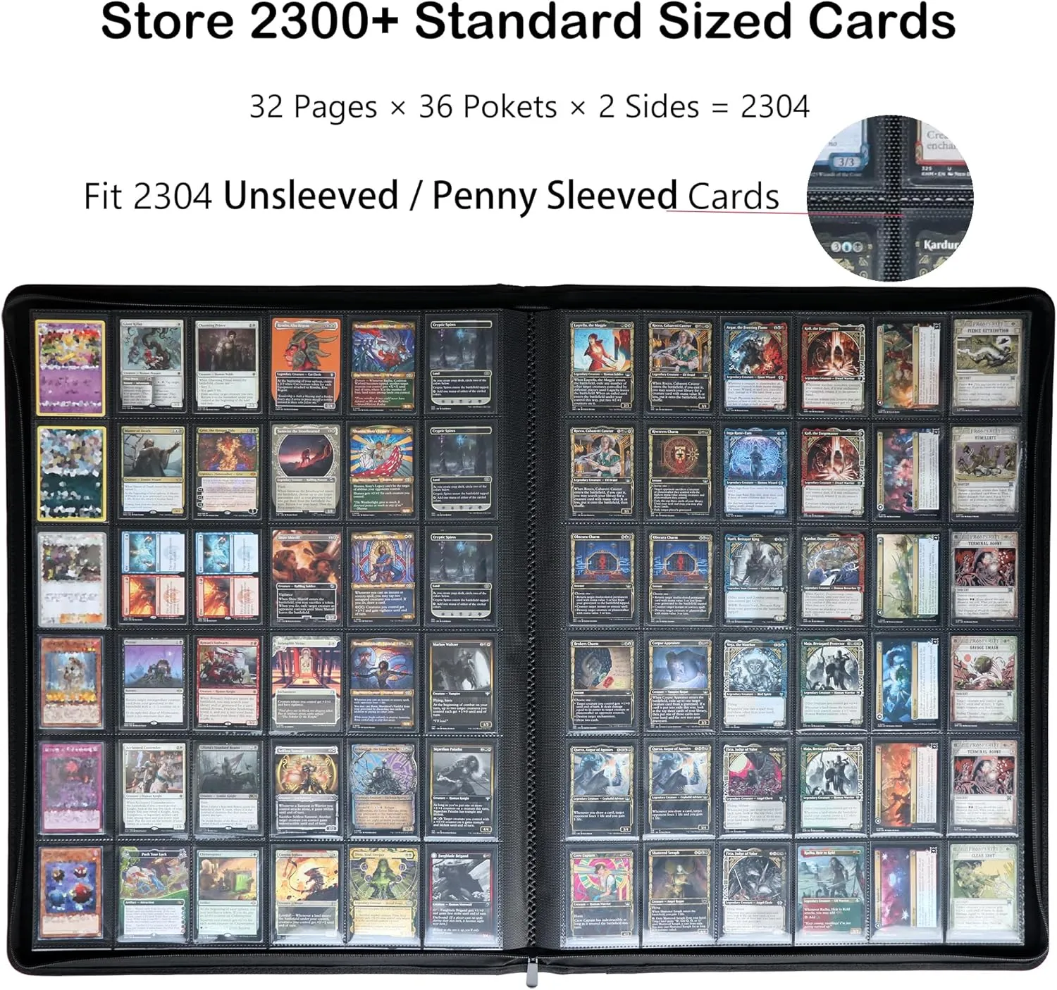 Rayvol Premium 2300 Pockets Card Binder, Large 36-Pocket 2000  Ringless Trading Card Album - Side Loading UltraSonic-362304 Tech Zip Binder for TCG -White