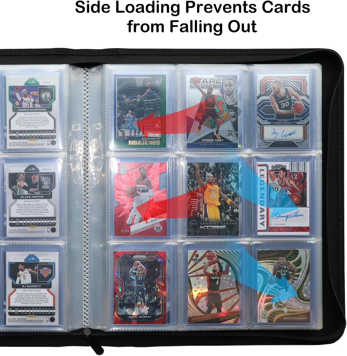 Rayvol Toploader Binder for Sport Cards, Fit 324 Toploaders 9-Pocket Clear Pages, Top Loader Card Storage Album with Transparent Sleeves for Cards in 3 x 4 Toploaders -Football