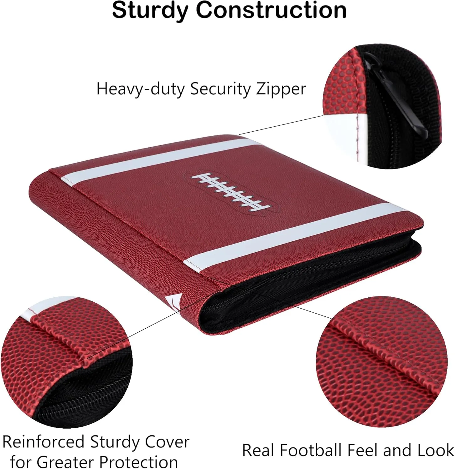 Rayvol Toploader Binder for Sport Cards, Fit 324 Toploaders 9-Pocket Clear Pages, Top Loader Card Storage Album with Transparent Sleeves for Cards in 3 x 4 Toploaders -Football