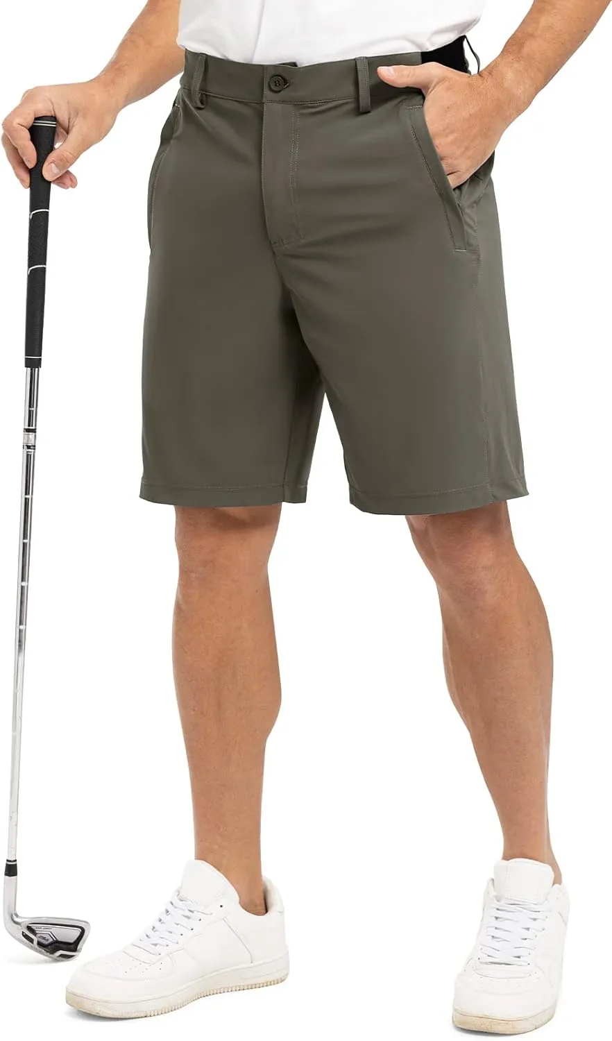 Rdruko Men's Golf Shorts Stretch Dry Fit 9" Lightweight Casual Dress Work Shorts with Pockets