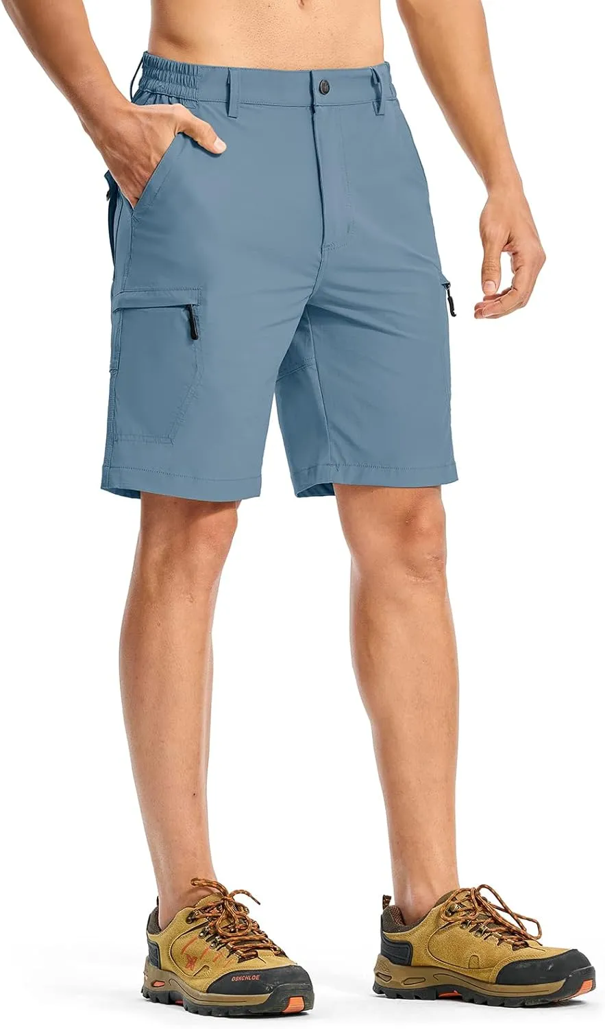 Rdruko Men's Hiking Cargo Shorts 9" Quick Dry Lightweight Outdoor Work Casual Travel Summer Shorts with 6 Zipper Pockets