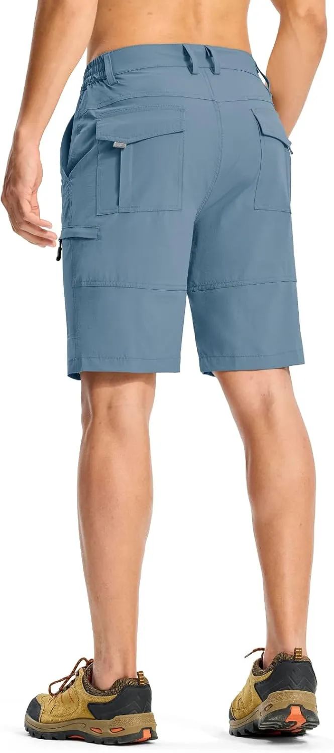 Rdruko Men's Hiking Cargo Shorts 9" Quick Dry Lightweight Outdoor Work Casual Travel Summer Shorts with 6 Zipper Pockets