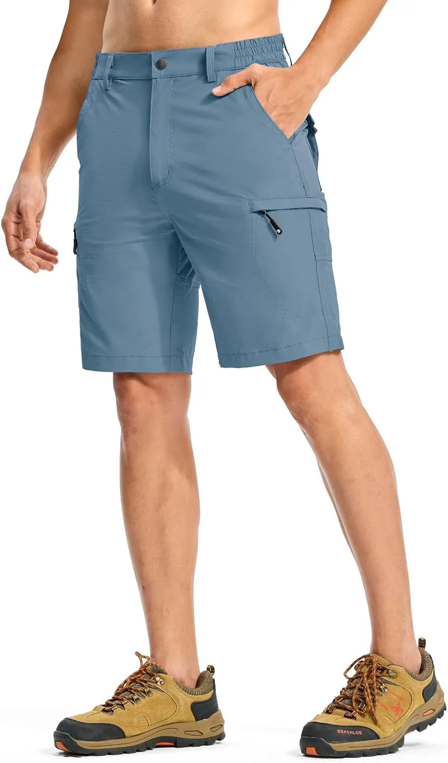 Rdruko Men's Hiking Cargo Shorts 9" Quick Dry Lightweight Outdoor Work Casual Travel Summer Shorts with 6 Zipper Pockets