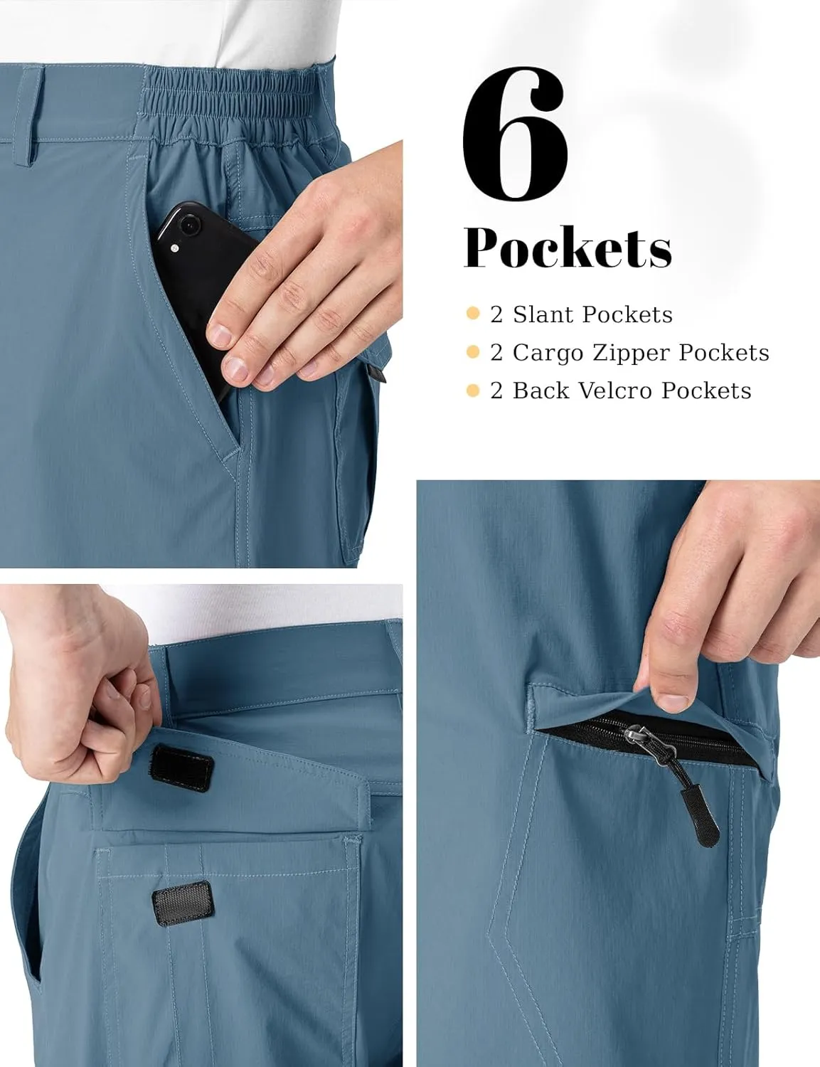 Rdruko Men's Hiking Cargo Shorts 9" Quick Dry Lightweight Outdoor Work Casual Travel Summer Shorts with 6 Zipper Pockets