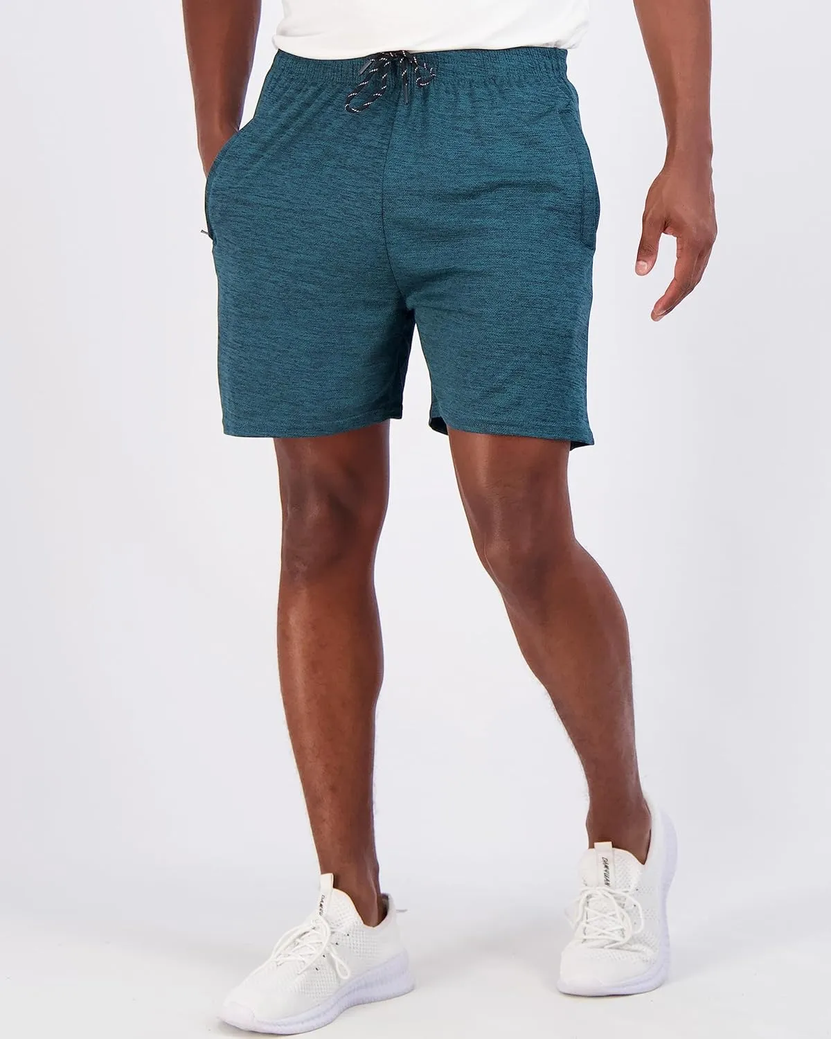 Real Essentials 4 Pack: Men's Mesh 7"/ 5"/ 3" Athletic Zipper Shorts Workout Gym Running Basketball (Big and Tall Available)