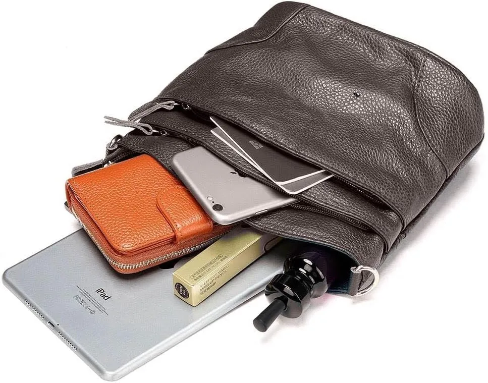 Real Leather Meduim size soft leather Crossbody Bag, Real Leather Purse with 3 component for easy access to your essentials