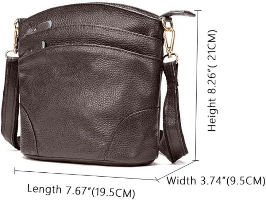 Real Leather Meduim size soft leather Crossbody Bag, Real Leather Purse with 3 component for easy access to your essentials