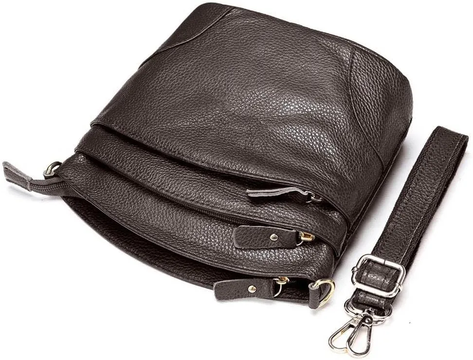 Real Leather Meduim size soft leather Crossbody Bag, Real Leather Purse with 3 component for easy access to your essentials