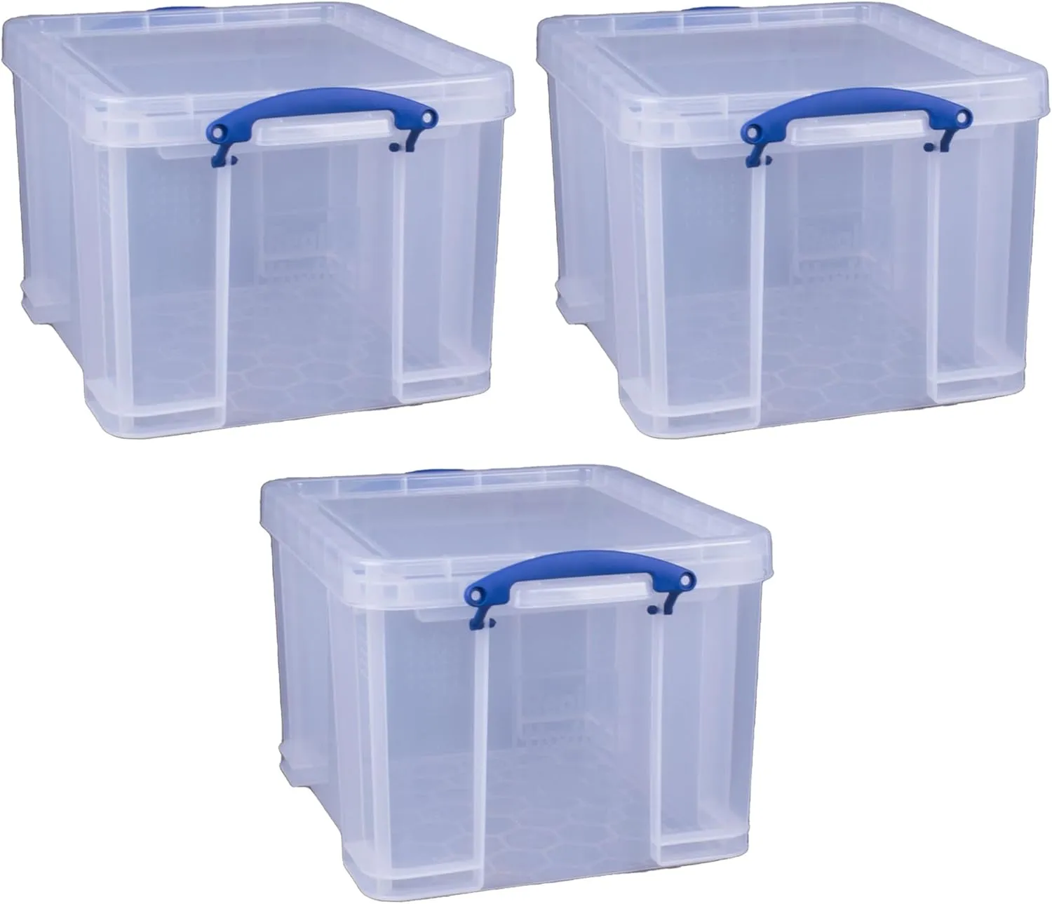 Really Useful Box 32 Liters Storage Bin Container with Snap Lid and Clip Lock Handles for Lidded Home and Office Storage Organization, 6 Pack
