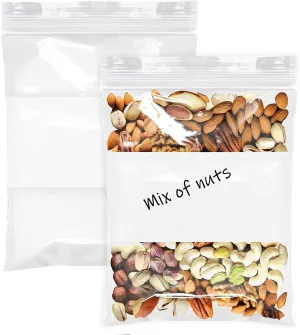Reclosable Zip Poly Bags White Block - 4 x 6 W & (100 Bags) 4 Mil Clear Plastic with Resealable Lock Seal Zipper | Durable Poly Baggies | Resealable Zip Top Lock For Travel, Packaging & Shipping