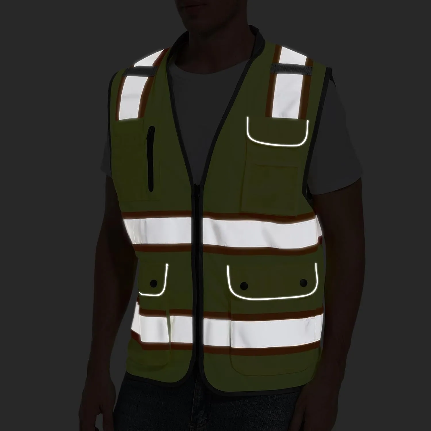 Reflective Safety Vest for Men and Women - High Visibility Construction Vest - Dual Tone Reflective Strips