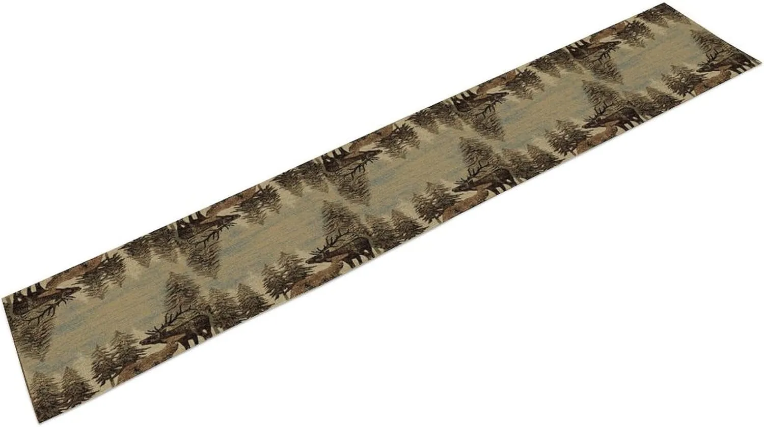 Retro Rustic Table Runner, Moose Deer Forest Tree Country Style Kitchen Table Runners for Home Living Room Kitchen Family Dinner 13x120in