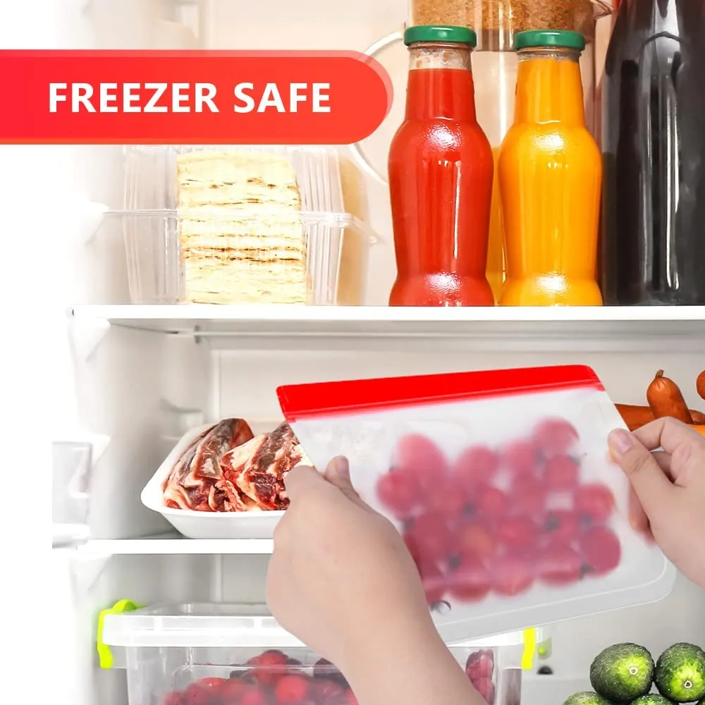 Reusable Ziplock Bags, Pack 12 Freezer Bags Air-Tight, Double Storage Sandwich Bags to Keep Food Fresh and Manageable
