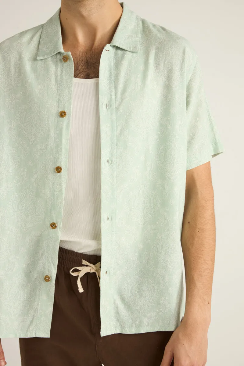 Rhythm Ornate Short Sleeve Shirt in Sage
