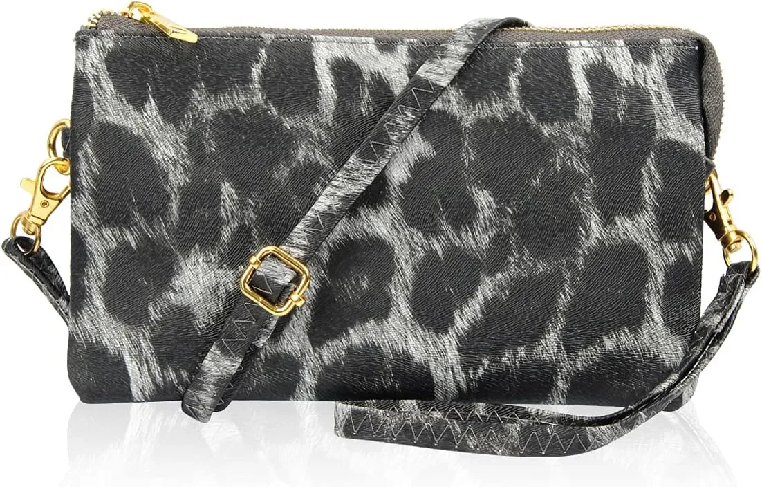 RIAH FASHION Convertible Vegan Leather Wallet Purse Clutch - Small Handbag Phone/Card Slots & Detachable Wristlet/Crossbody