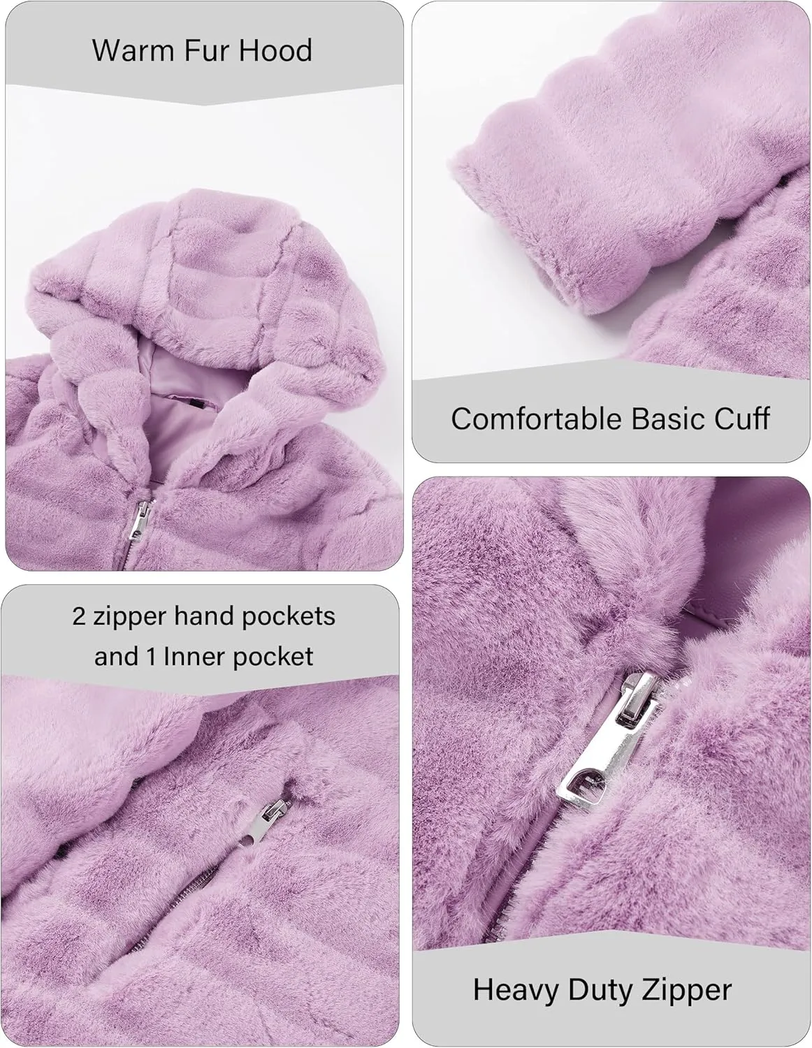 RISISSIDA Women Long Faux Fur Coat Fuzzy Jacket Hooded Winter Fall Warm Overcoat