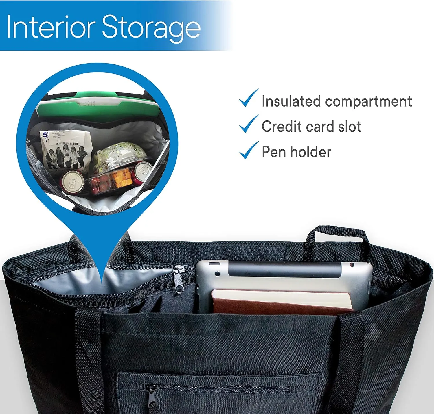 RMS Walker Bag with Soft Cooler - Water Resistant Tote with Temperature Controlled Thermal Compartment, Universal Fit for Walkers, Scooters or Rollator Walkers (Black)