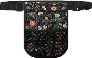 Rnyleeg Fanny Packs for Nurses Practical Waist Bag Pouch Storage Bag with Multi-Compartment and Tape Holder,Fruit and Flower Print